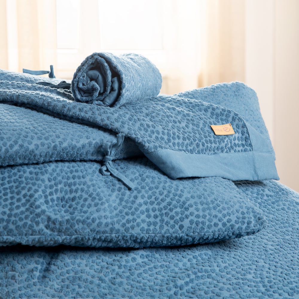 Biancheria da letto per bambini 100 x 135 cm 'Seashells Indigo' - Certificata GOTS & Oeko Tex - Blu