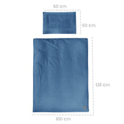 Linge de lit pour enfants 100 x 135 cm 'Seashells Indigo' - Certifié GOTS et Oeko Tex - Bleu