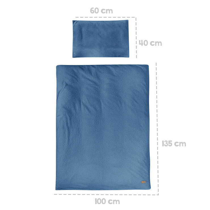 Linge de lit pour enfants 100 x 135 cm 'Seashells Indigo' - Certifié GOTS et Oeko Tex - Bleu