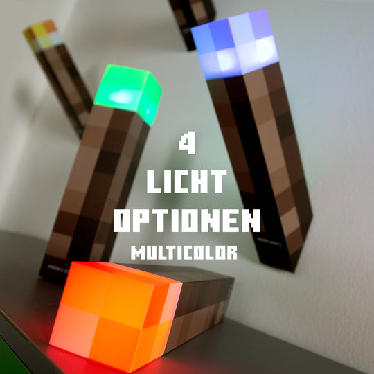 Lampe torche LED 'Minecraft' - batterie rechargeable - 4 options d'éclairage
