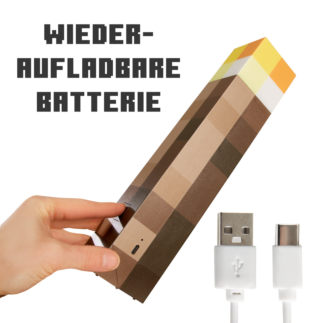 Lampe torche LED 'Minecraft' - batterie rechargeable - 4 options d'éclairage
