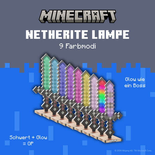 LED Table Lamp 'Minecraft' - Netherite - Rechargeable Battery