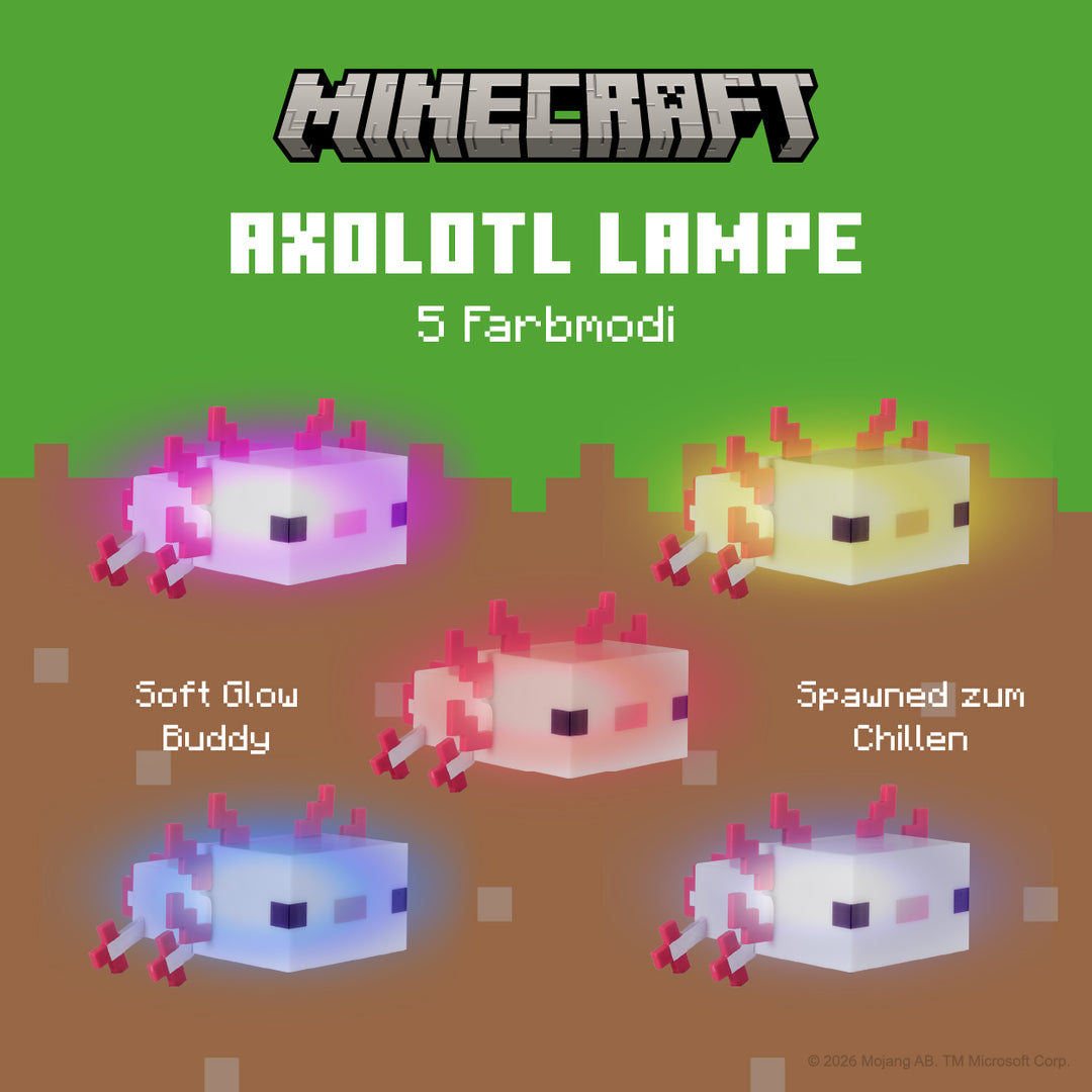 LED Table Lamp 'Minecraft' - Axolotl - Rechargeable Battery