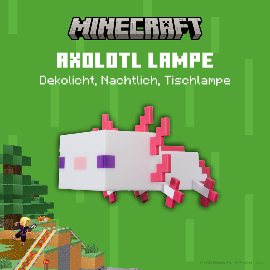 LED Table Lamp 'Minecraft' - Axolotl - Rechargeable Battery
