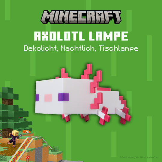 LED Table Lamp 'Minecraft' - Axolotl - Rechargeable Battery