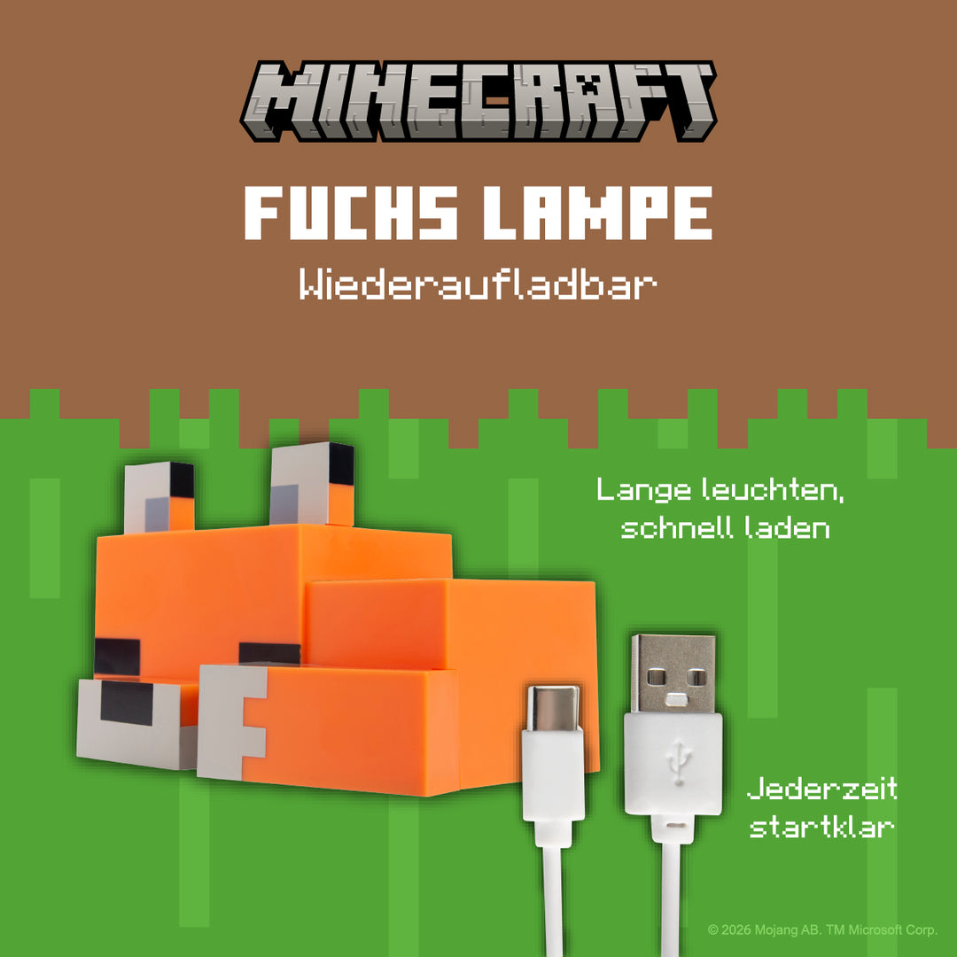 Lámpara LED de mesa 'Minecraft' - Bebé zorro - Batería recargable