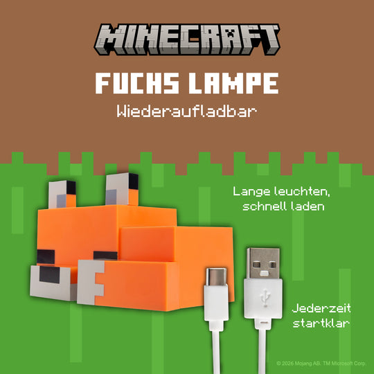 Lámpara LED de mesa 'Minecraft' - Bebé zorro - Batería recargable