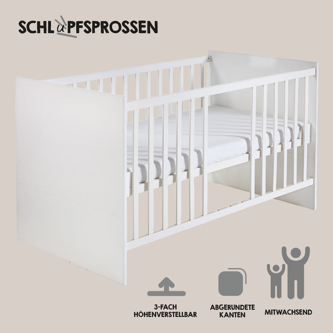 Set camera bambini 'Maren' 3 pezzi - letto 70x140 + fasciatoio stretto + armadio 3 ante