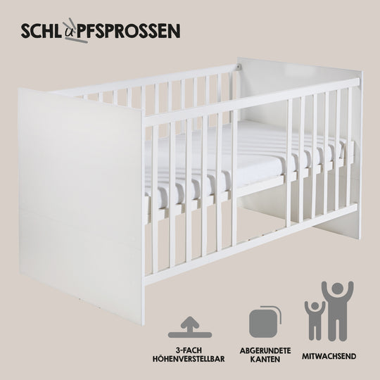 Set camera bambini 'Maren' 3 pezzi - letto 70x140 + fasciatoio stretto + armadio 3 ante