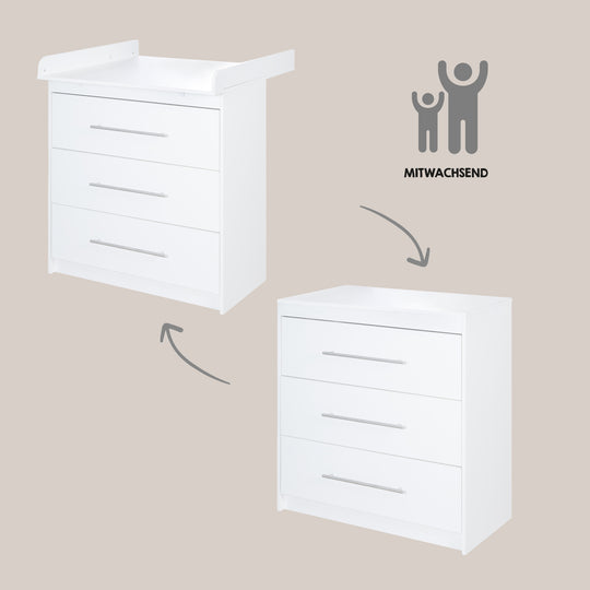 Set camera bambini 'Maren' 3 pezzi - letto 70x140 + fasciatoio stretto + armadio 3 ante
