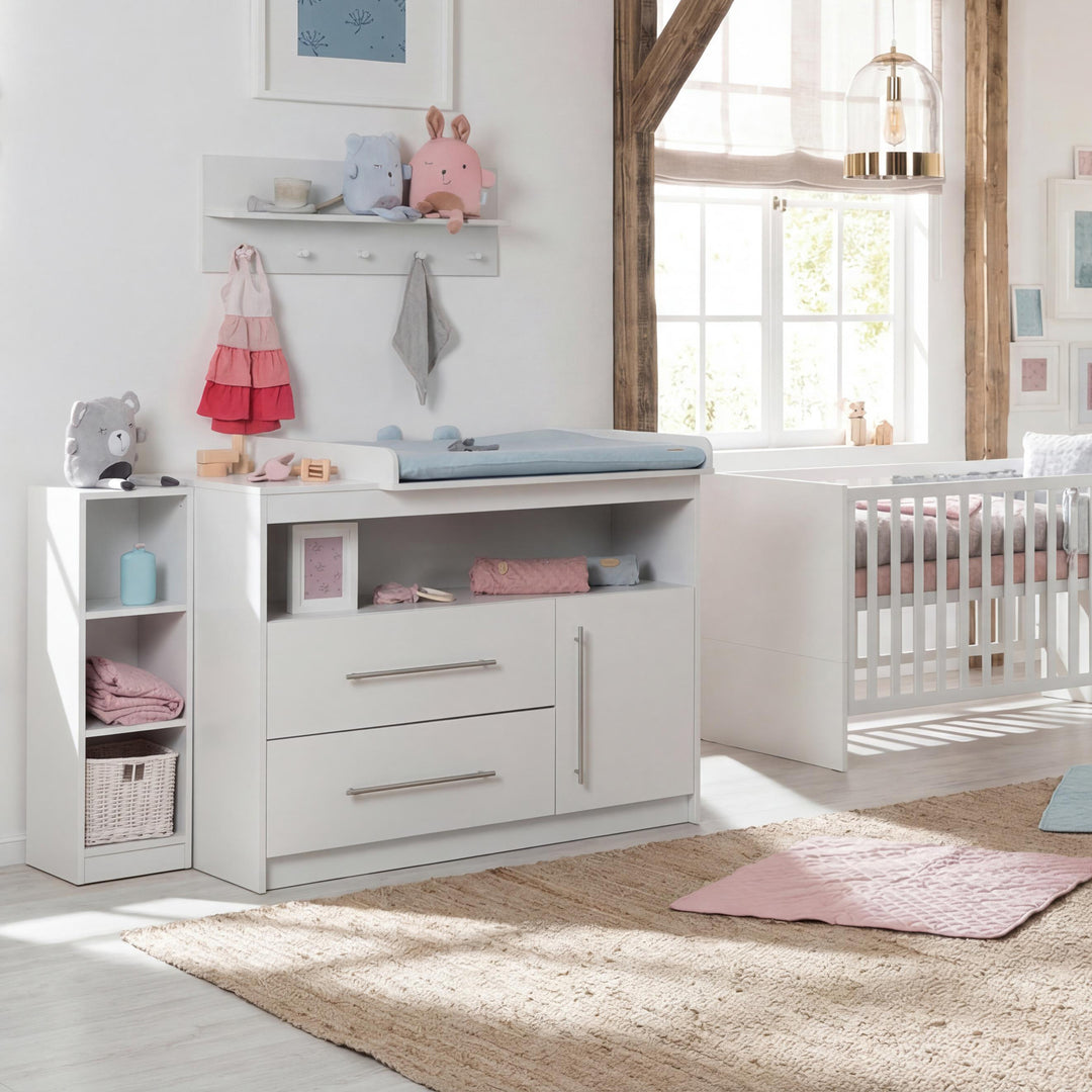 Seitenregal passend zu verschiedenen Wickelkommoden - Holz weiß lackiert