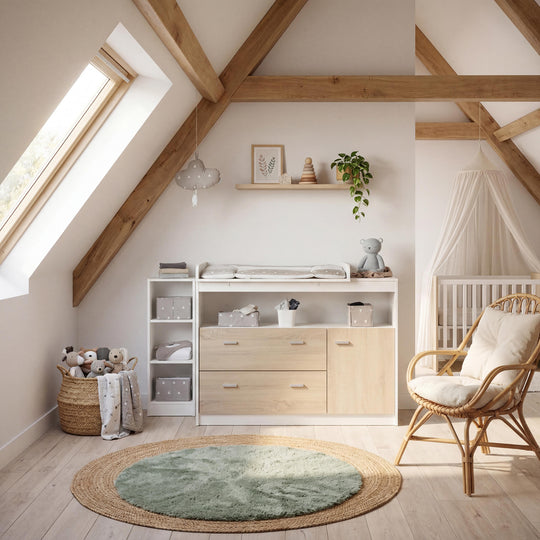 Seitenregal passend zu verschiedenen Wickelkommoden - Holz weiß lackiert