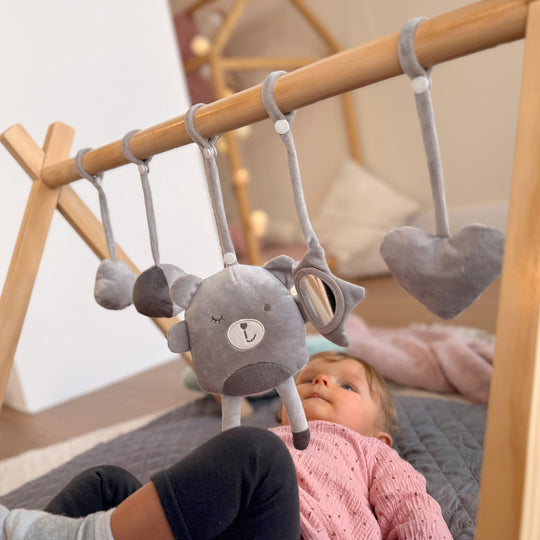 Portique de Jeu Montessori pour Bébé – Entraîneur de Préhension en Bois – Naturel