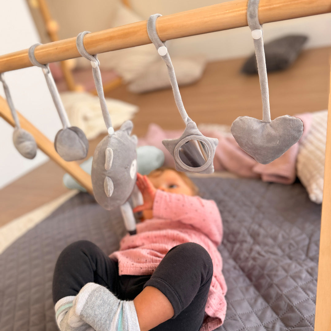 Portique de Jeu Montessori pour Bébé – Entraîneur de Préhension en Bois – Naturel