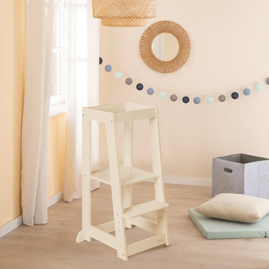 Torre di apprendimento 'Monti Step' secondo il metodo Montessori - Regolabile in altezza - Cashmere