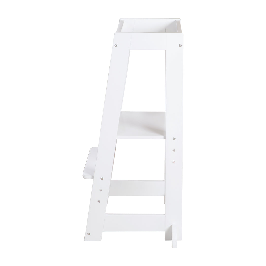 Montessori-inspired Wooden 'Monti Step' Learning Tower - Height Adjustable - White