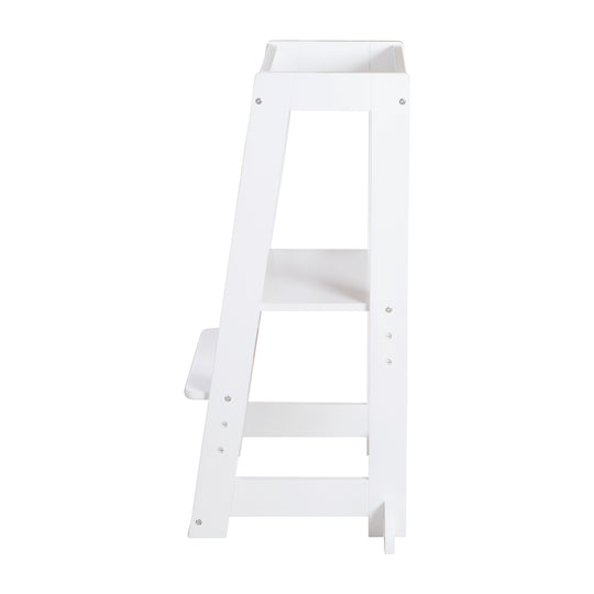 Montessori-inspired Wooden 'Monti Step' Learning Tower - Height Adjustable - White