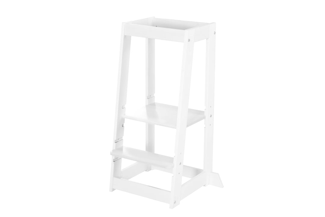 Montessori-inspired Wooden 'Monti Step' Learning Tower - Height Adjustable - White