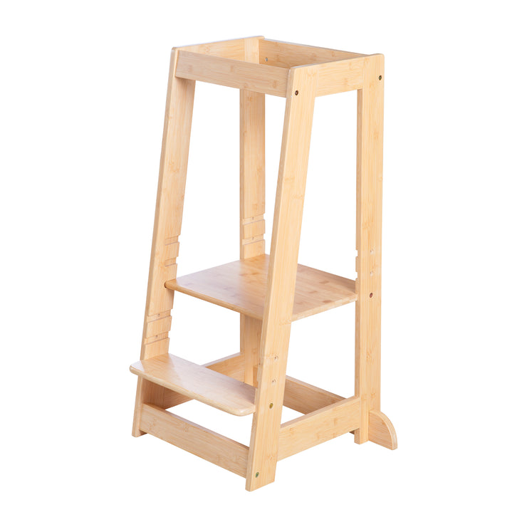 Torre de aprendizaje hecha de madera de bambú - taburete para niños - certificado FSC - hasta 80 kg resistente