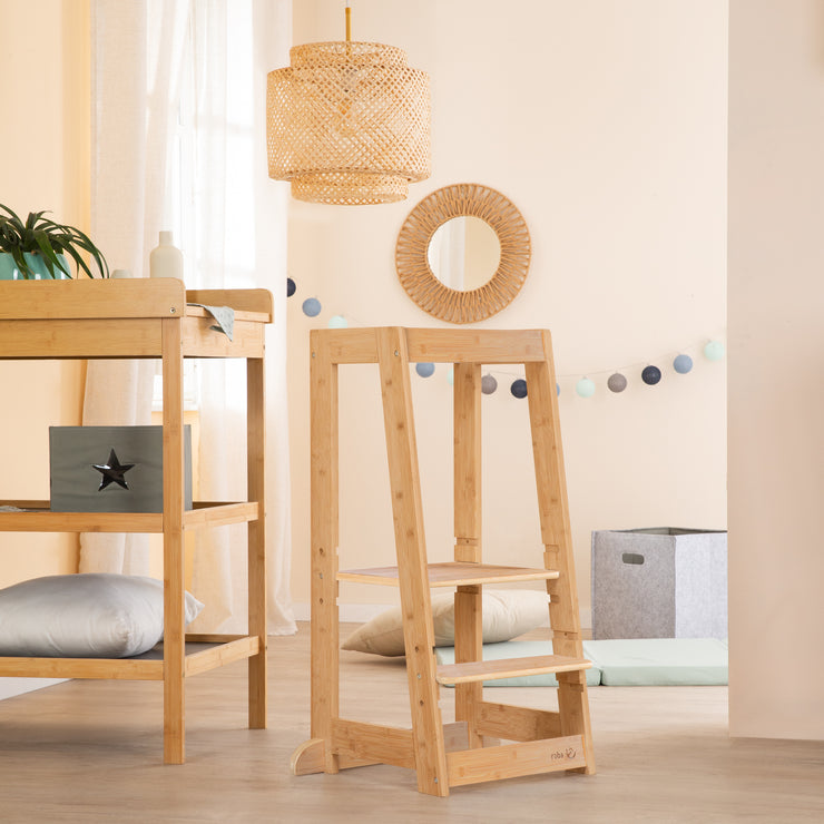 Torre de aprendizaje de bambú - Escalón para niños - Certificado FSC - Soporta hasta 80 kg