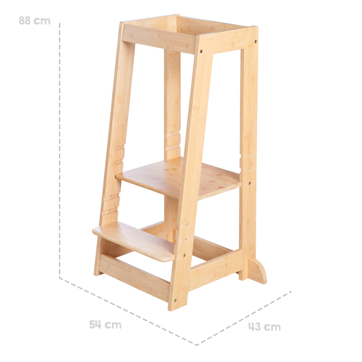 Torre de aprendizaje de madera de bambú - Taburete para niños - Soporta hasta 80 kg