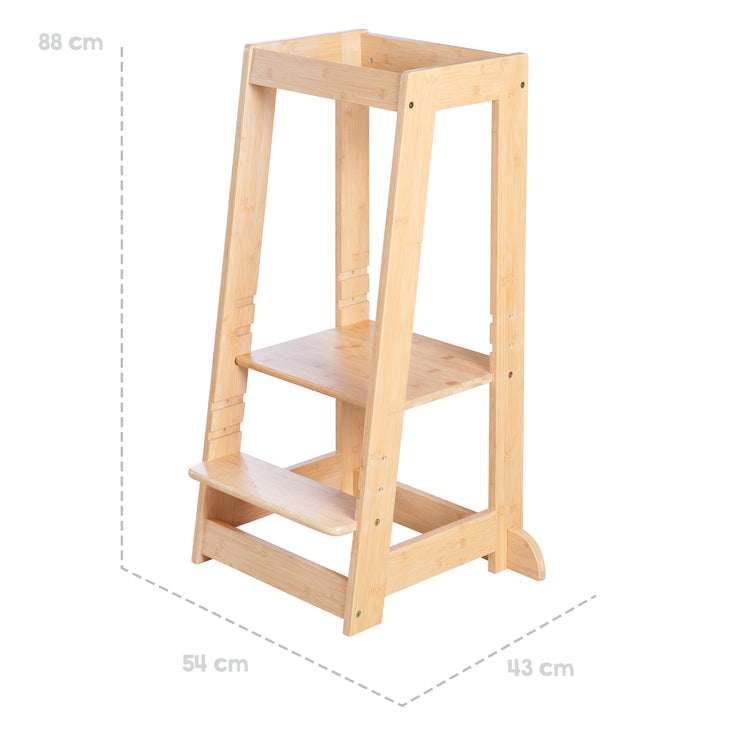 Torre de aprendizaje hecha de madera de bambú - taburete para niños - certificado FSC - hasta 80 kg resistente