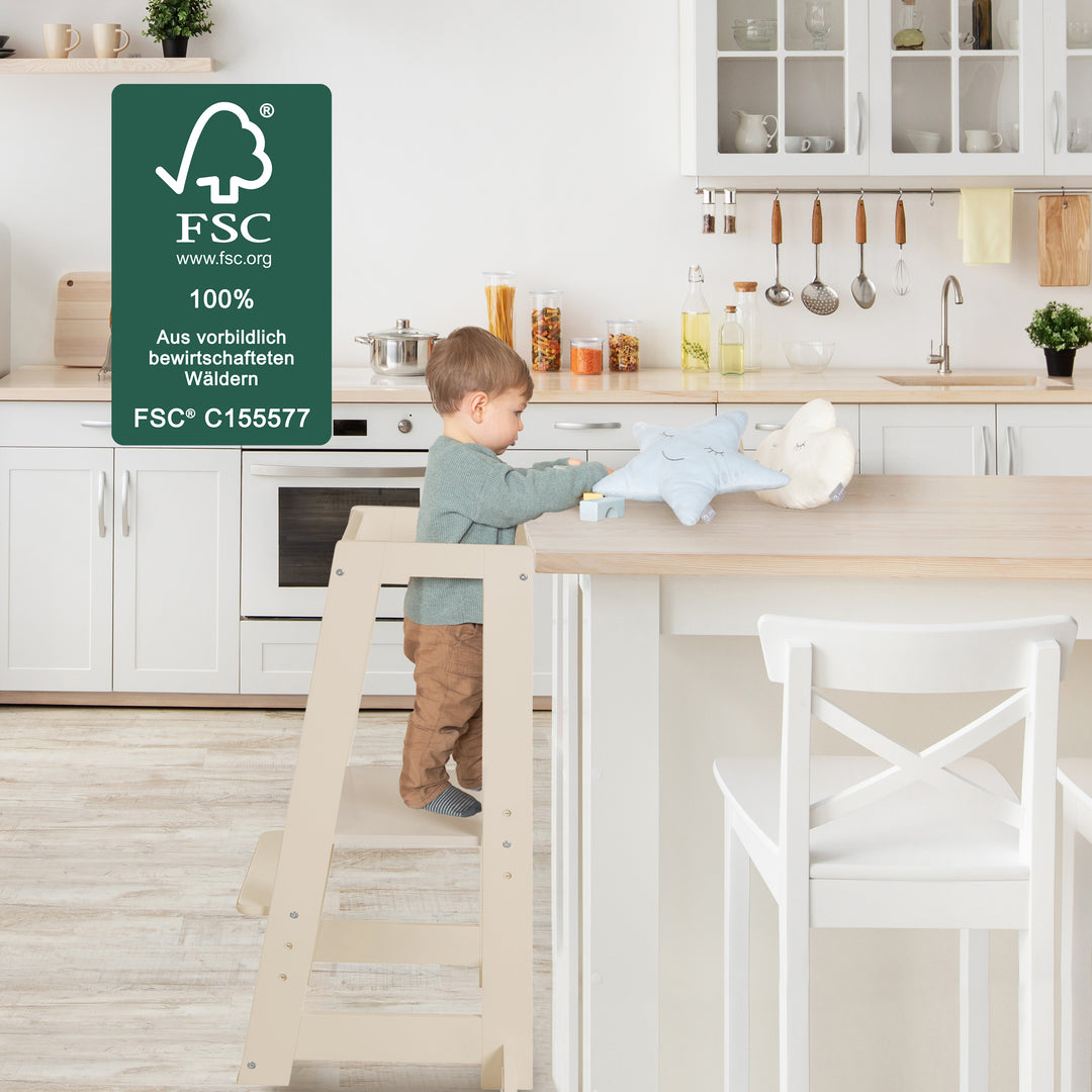 Torre Di Apprendimento Montessori Hauck - In Legno Di Faggio Regolabile - Per Bambini Da 1 Anno - Foto 13