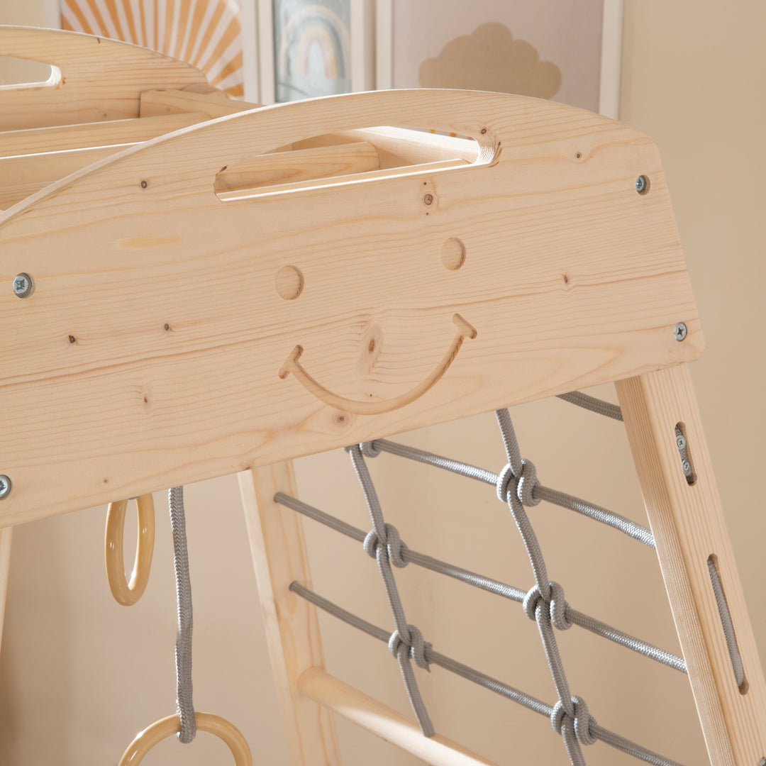 Set torre giochi da interno con accessori completi - Legno naturale / Grigio