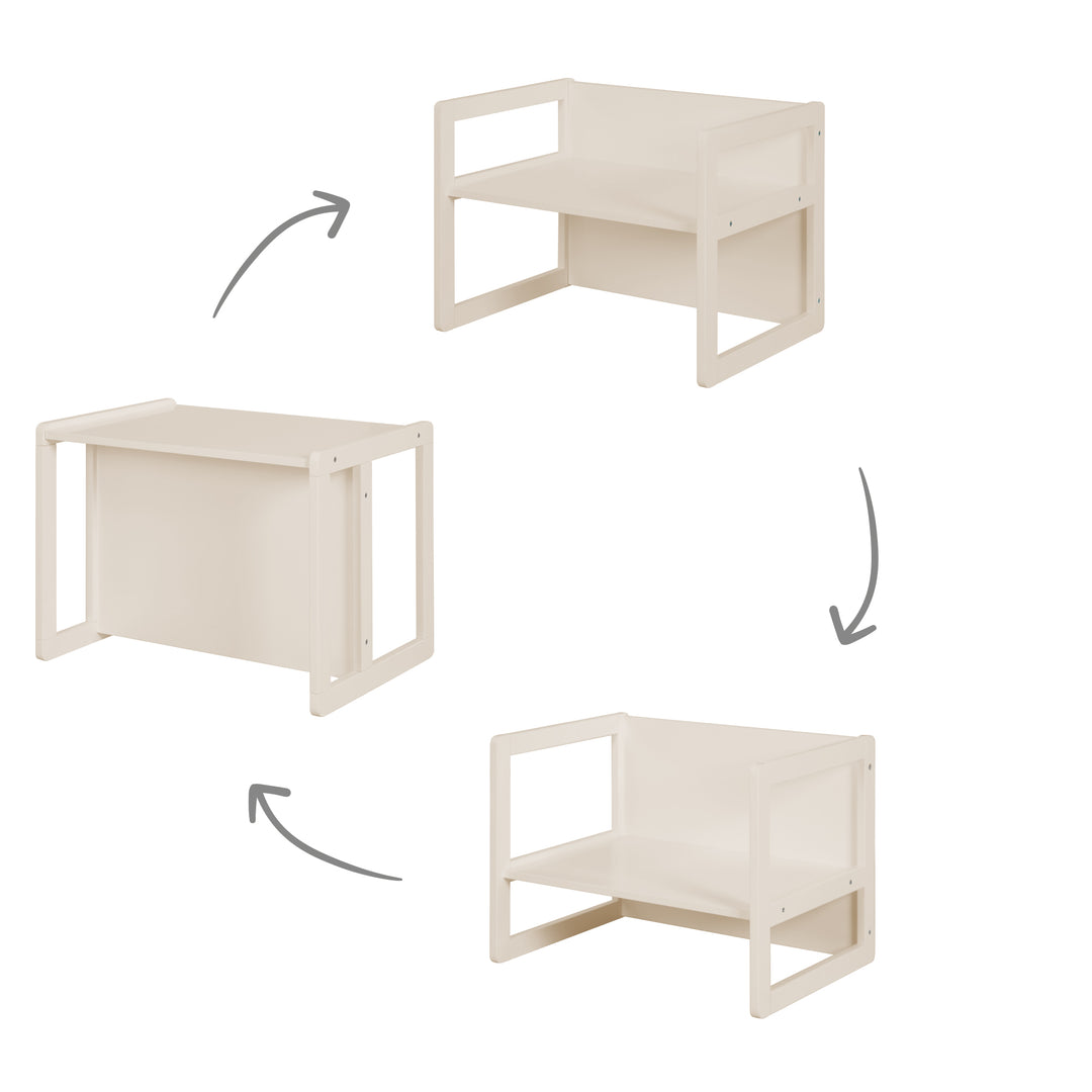 Ensemble de chaises pour enfants 3en1 - Tabouret réversible + table - Transformable - Cashmere