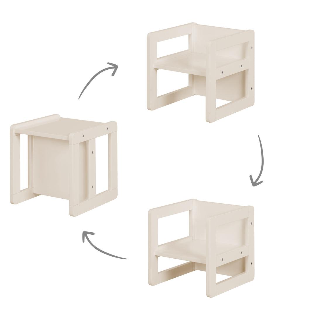 Ensemble de chaises pour enfants 3en1 - Tabouret réversible + table - Transformable - Cashmere