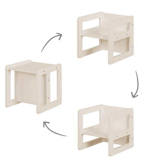 Ensemble de chaises pour enfants 3en1 - Tabouret réversible + table - Transformable - Cashmere