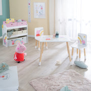 Kids' Seating Set 'Peppa Pig' - 2 Chairs + 1 Table - Series Design - White / Natural Wood