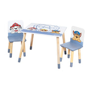 Kindersitzgruppe 'Paw Patrol' - 2 Stühle + 1 Tisch - Motiv der Serie - Holz weiß / natur