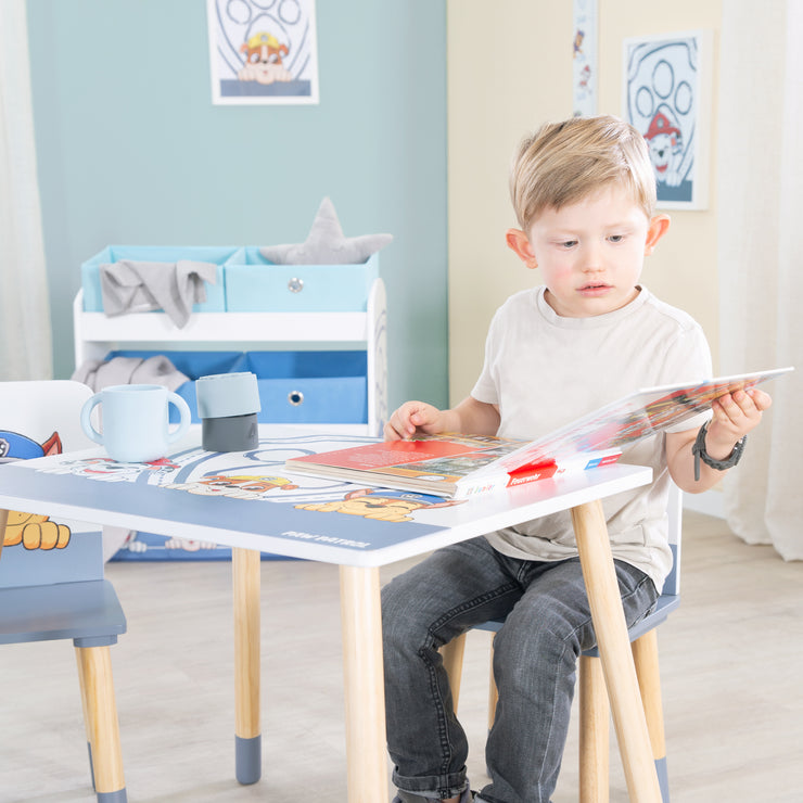 Conjunto de Asientos para Niños 'Paw Patrol' - 2 Sillas + 1 Mesa - Diseño de la Serie - Madera Blanca / Natural