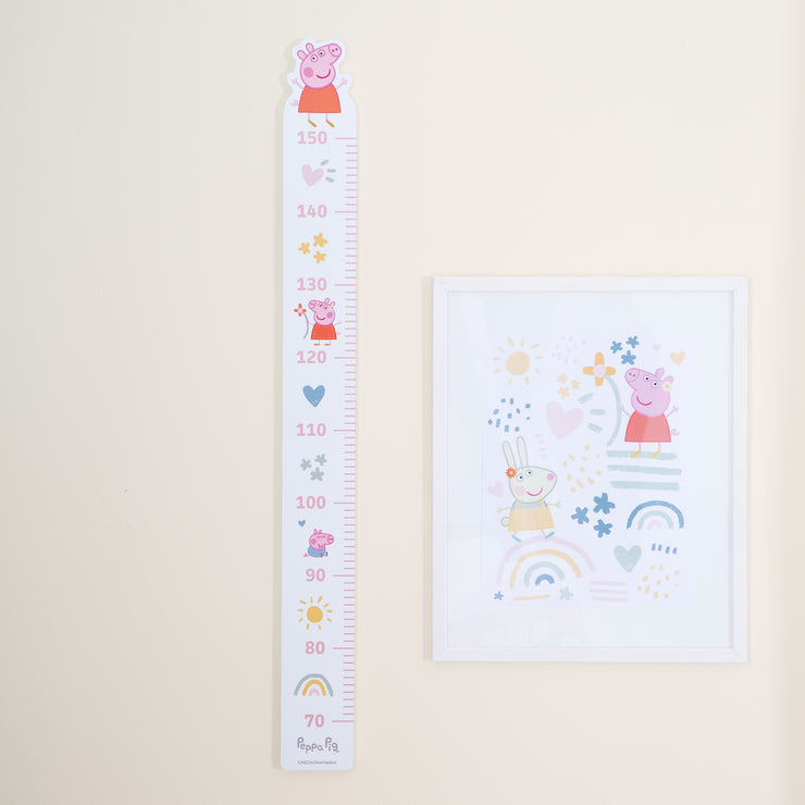 Medidor de Crecimiento 'Peppa Pig' - Escala de 70 cm a 150 cm para Niños - Madera Blanca / Rosa