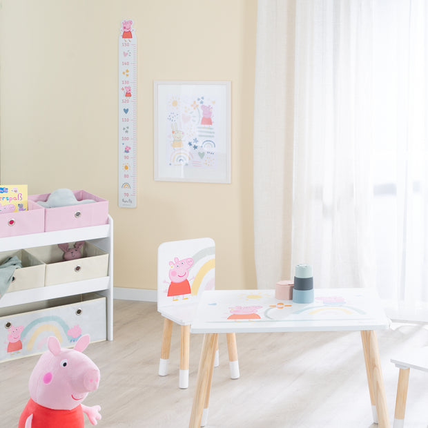 Messlatte Peppa Pig - Skala von 70 cm bis 150 cm für Kinder - Holz weiß / rosa