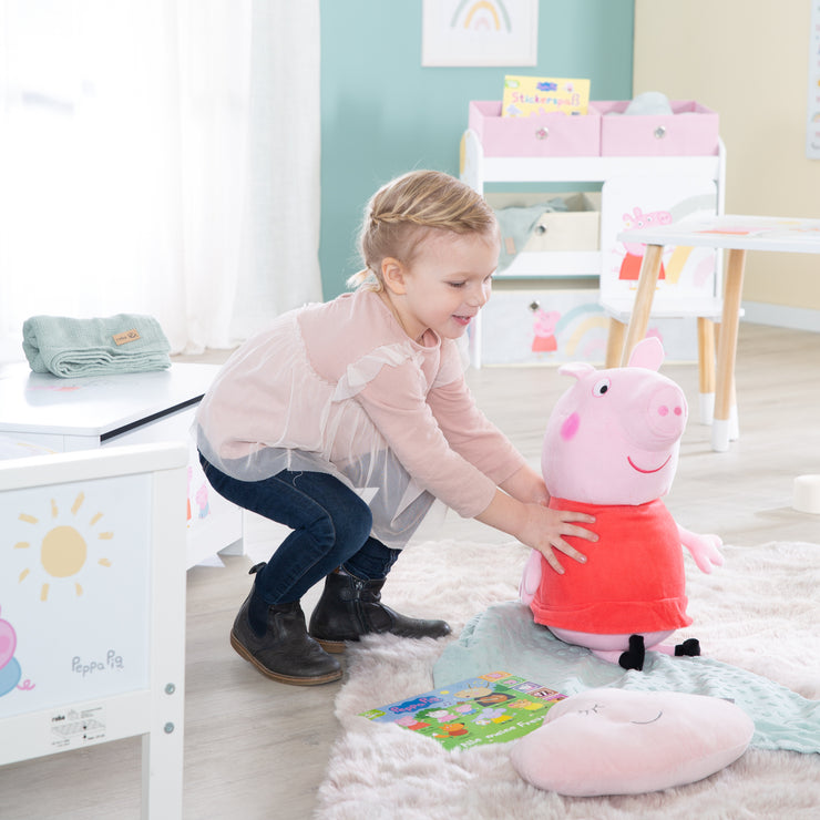 Toise 'Peppa Pig' - Échelle de 70 cm à 150 cm pour Enfants - Bois Blanc / Rose