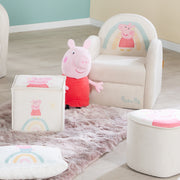 Sillón infantil "Peppa Pig" con reposabrazos - tela de terciopelo beige con estampado de Peppa