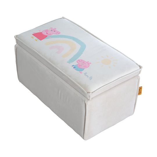 Sgabello per bambini 'Peppa Pig' con funzione di contenitore - rivestimento in velluto beige