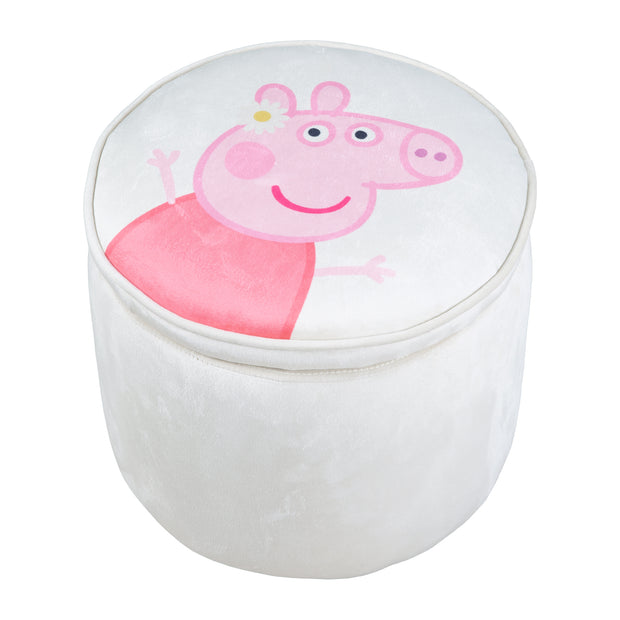 Kinderhocker 'Peppa Pig' mit Aufbewahrungfunktion - Runder Hocker - Beige / Rosa
