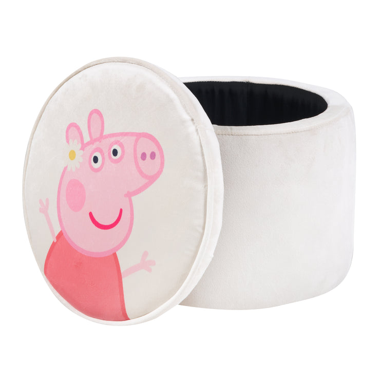 Sgabello per bambini "Pig Peppa" con funzione di stoccaggio - sgabello rotondo - beige / rosa