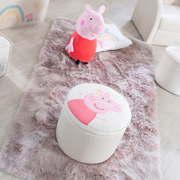 Sgabello per bambini "Peppa Pig" con funzione di contenitore - Beige / Rosa