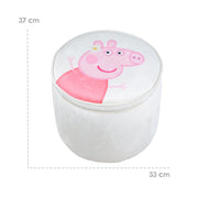 Sgabello per bambini "Pig Peppa" con funzione di stoccaggio - sgabello rotondo - beige / rosa