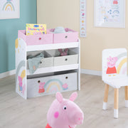 Estante de juego 'Peppa Pig' con 5 cajas de tela - estante de almacenamiento de madera