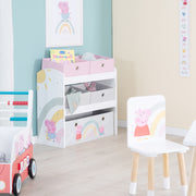 Étagère à Jouets 'Peppa Pig' avec 5 Bacs en Tissu - Étagère de Rangement en Bois