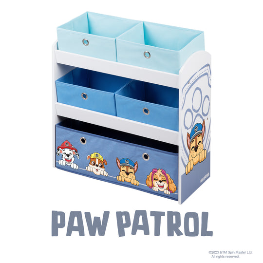 Estantería para juegos 'Paw Patrol' con 5 cajas de tela - Estante de almacenamiento de madera