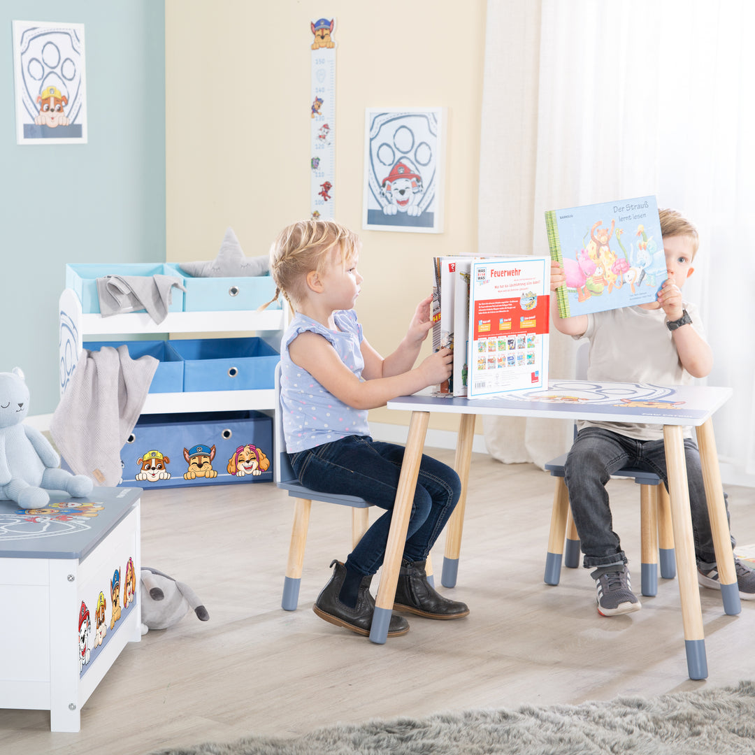 Estantería para juegos 'Paw Patrol' con 5 cajas de tela - Estante de almacenamiento de madera