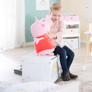 Coffre à jouets en bois 'Peppa Pig' - Siège pliant - Blanc / Rose