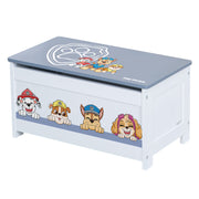 Cofre de juguetes de madera 'Paw Patrol' - Asiento plegable - Blanco / Azul