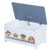 Cofre de juguetes de madera 'Paw Patrol' - Asiento plegable - Blanco / Azul